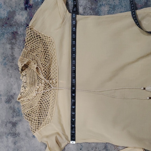 Free People On The Island Crochet Top In Pale Yellow Size L - Picture 13 of 14